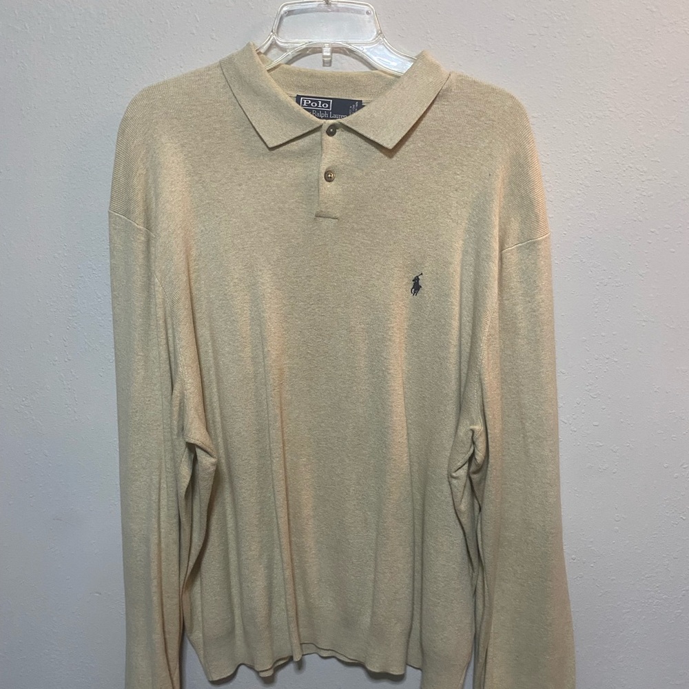 Ralph Lauren Cream Long-Sleeve Polo Shirt